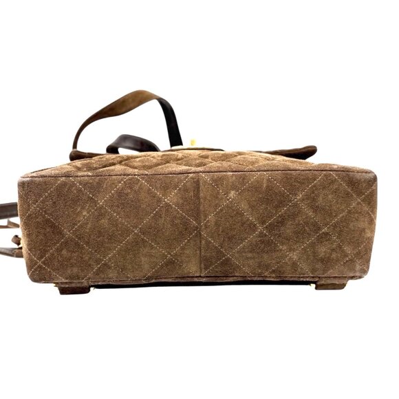 CHANEL Vintage CC Logo Suede Matelasse Backpack Bag Turn Rock Brown  [106046] - Picture 8 of 15